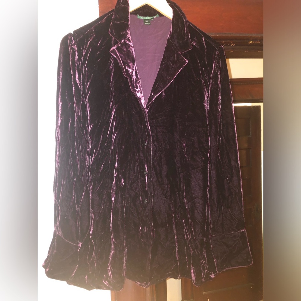 Ralph Lauren Purple Crushed Velvet Blazer/shirt